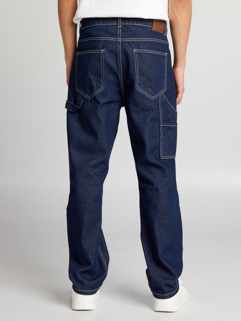 Calça jeans estilo carpinteiro - AZUL