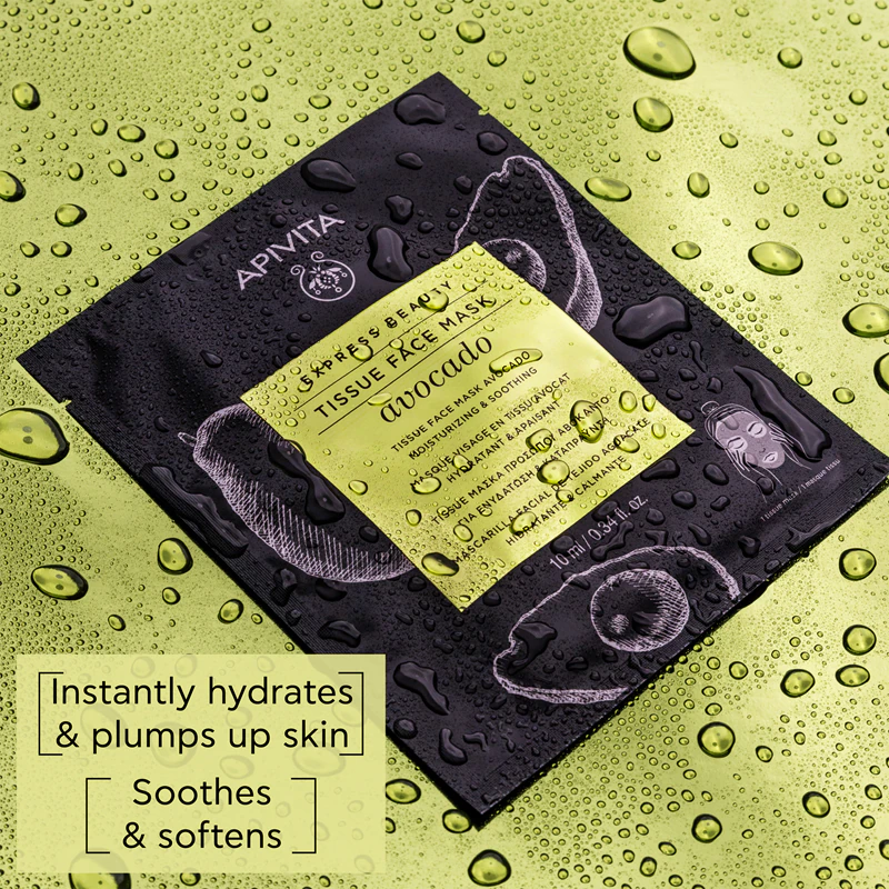 Apivita Express Beauty Moisturizing Tissue Face Mask Avokado-kosteuttava kangasnaamio rauhoittavaan hoitoon