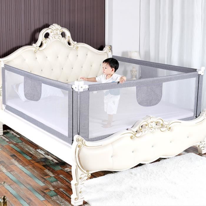 ERROLVES® Babyveiligheidsbedhekje, grijs - 180 cm, valbeveiliging voor kinderen, verstelbare hoogte 70-105 cm
