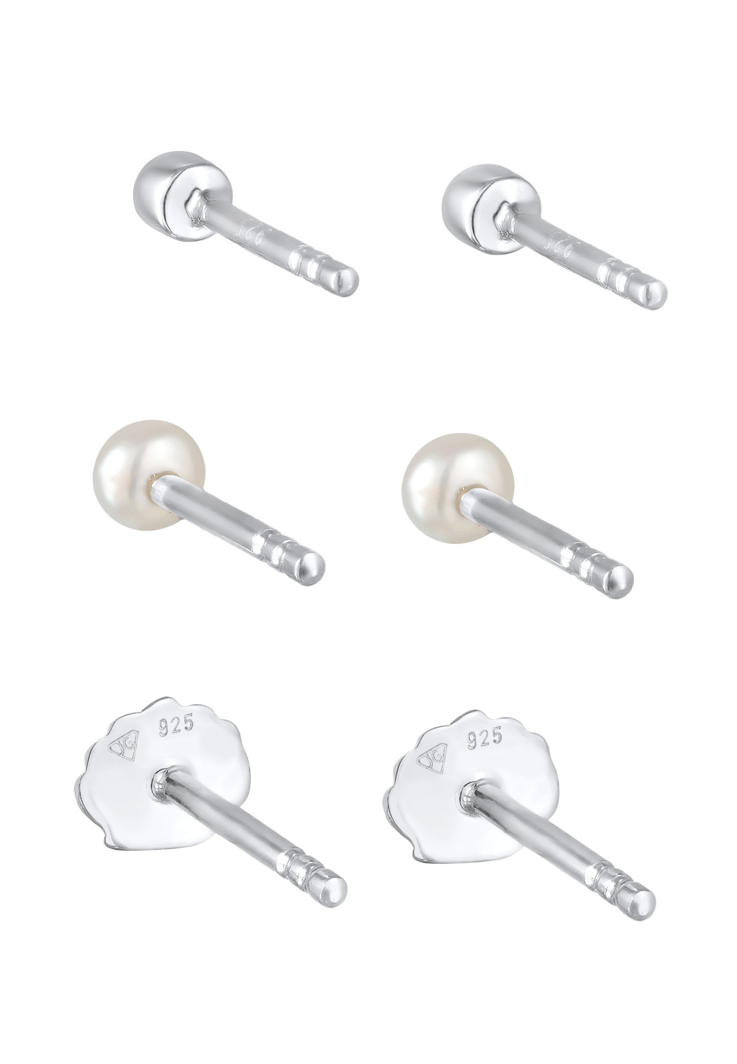 Elli Femmes Set Clous d'oreilles coquillage avec Cristal et Perle de culture d'eau douce en Argent Sterling 925