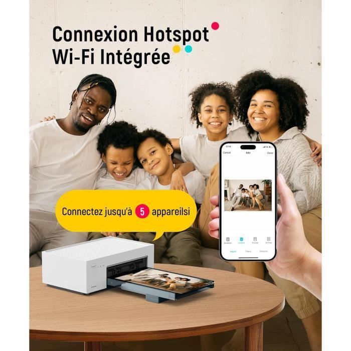 Stampante fotografica - LIENE - 10x15cm - Sublimazione termica - Wi-Fi/USB - 100 fogli inclusi