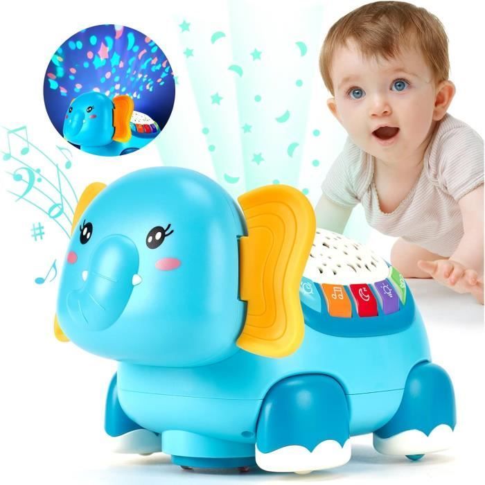 Giocattolo per neonati di 1 anno, gioco Montessori per gattonare per bambini di 1, 2 e 3 anni, giocattolo musicale per neonati con proiettore di luci