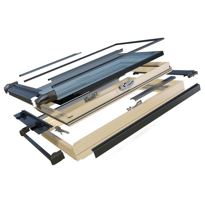OKPOL Rotating Roof Window, Wood, 134 x 98 cm - ISOV I22 - Triple Glazed