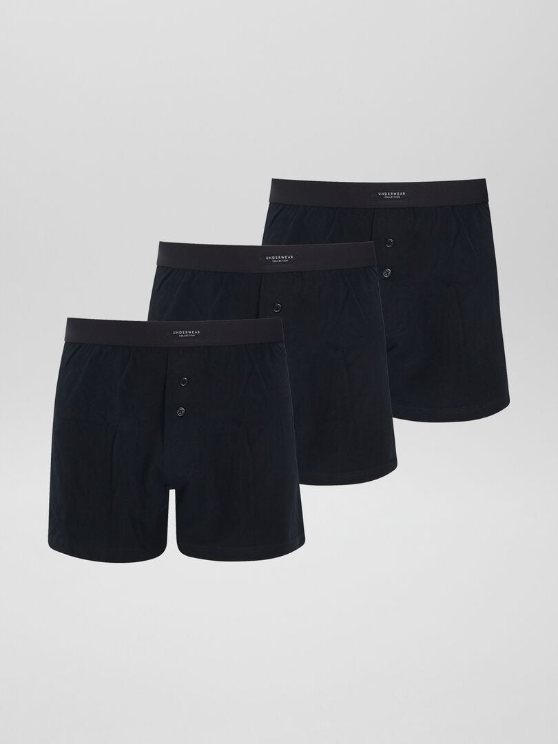 Set van 3 effen boxershorts - ZWART