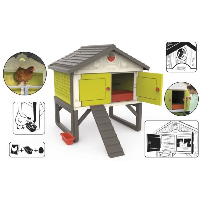 Smoby - Cot Cot Cottage - Poulailler Plastique - Capacité 5 Poules - Nettoyage Facile - Traitement Anti-UV - Fabriqué en France