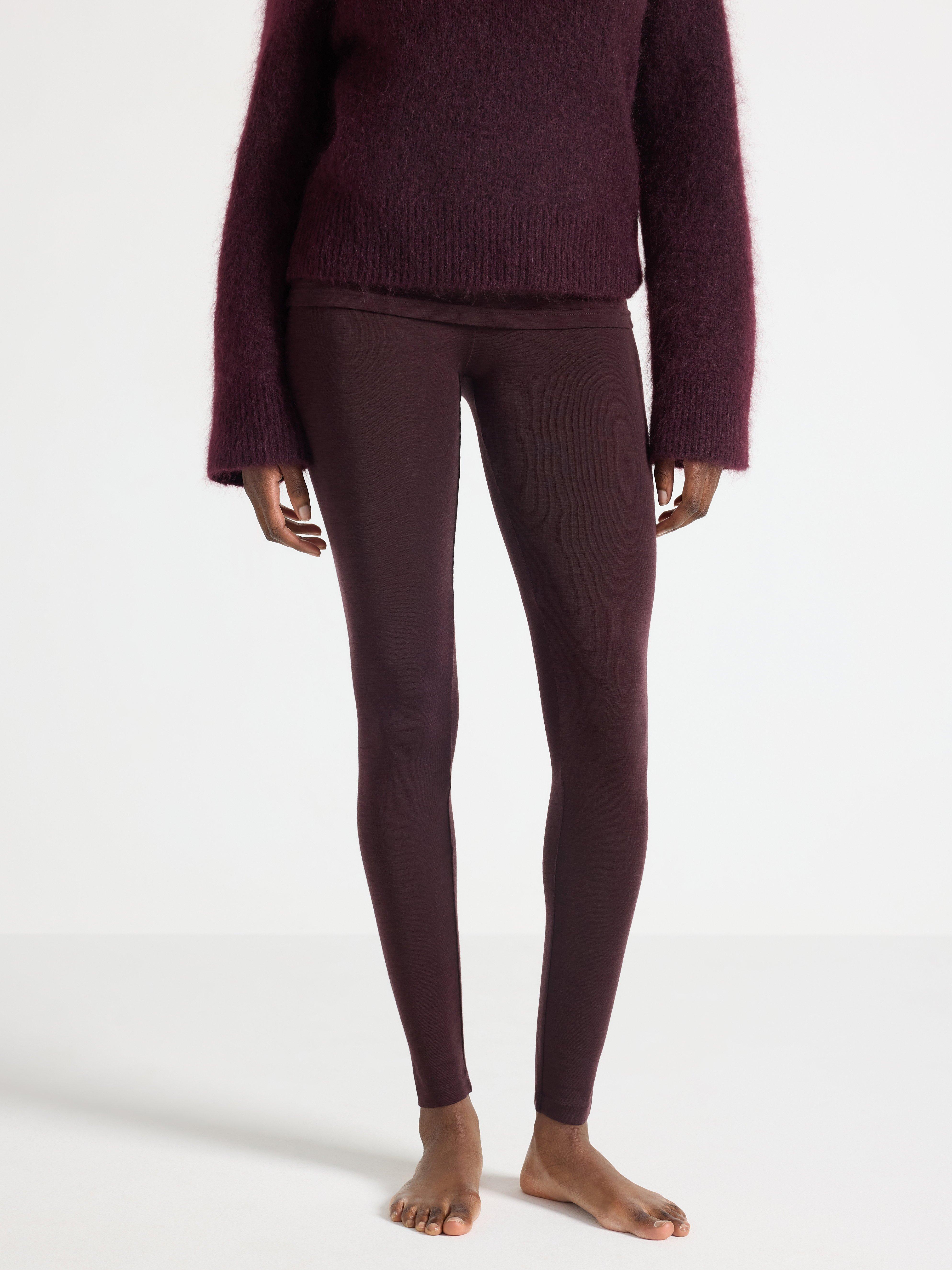 Leggings en laine mérinos rouge foncé poussiéreux