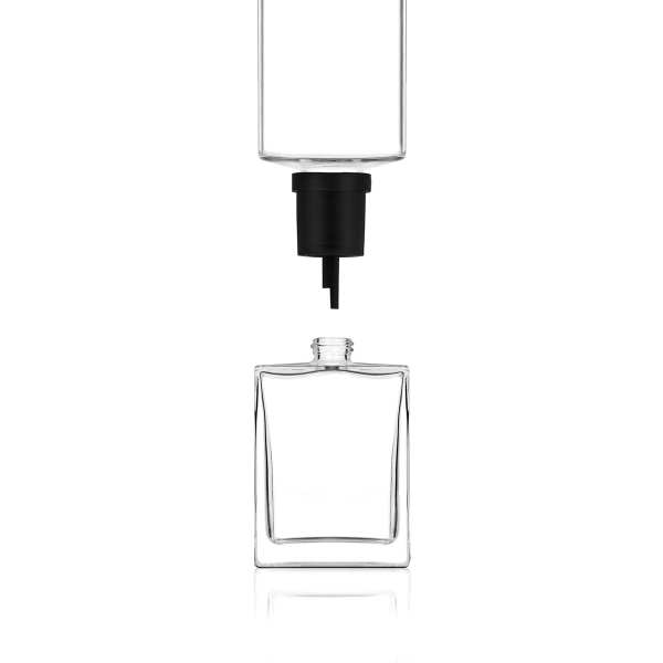 Frasco de vidro transparente Heko 50 ml (com rosca) 15/415