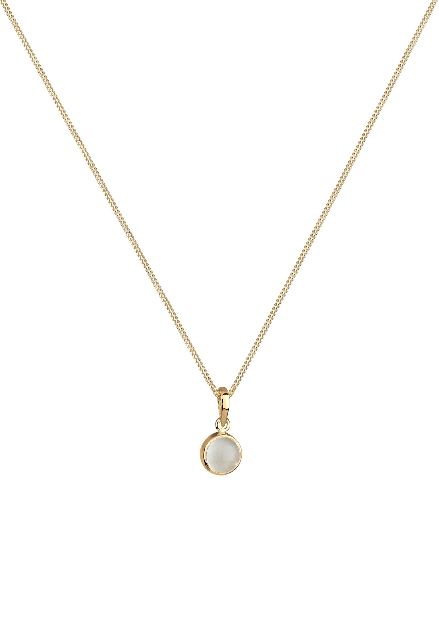 Elli Femmes Pendentif Rond avec Pierre de Lune en Argent Sterling 925