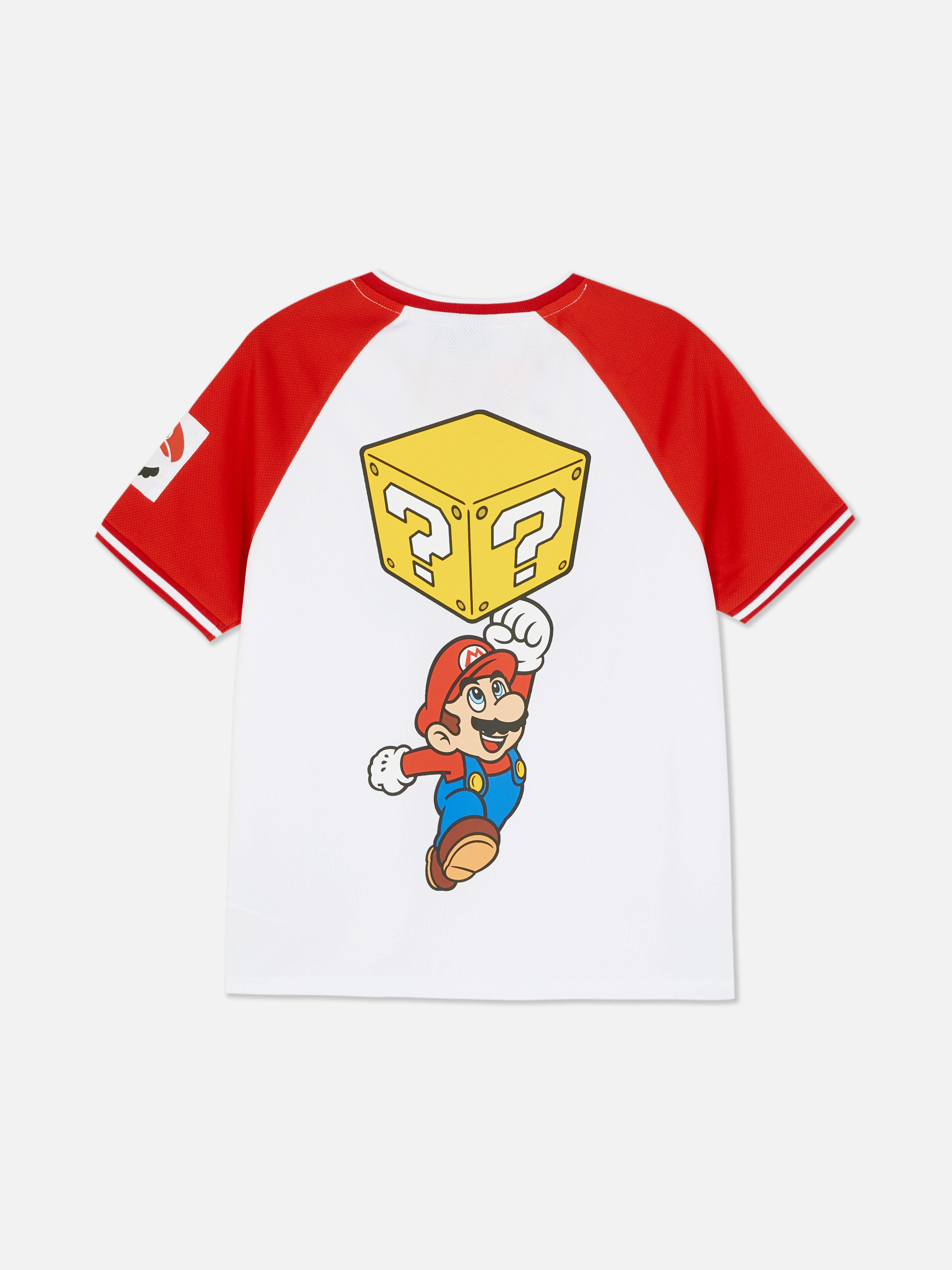 Tricou Super Mario cu mâneci raglan Un tricou Mario cu decolteu în V și mâneci raglan