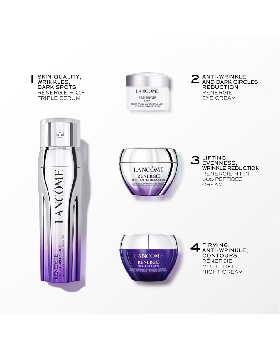 LANCÔME Renergie - Σετ τριπλού ορού HCF με πρωτόκολλο υψηλής απόδοσης κατά της γήρανσης - Εμπλουτισμένο με νιασιναμίδη, υαλουρονικό οξύ και φερουλικό οξύ