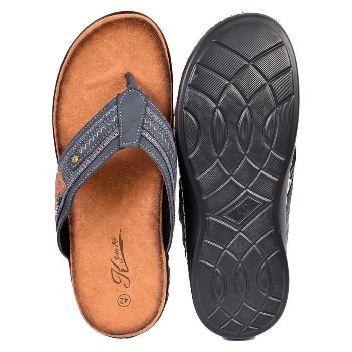 Men's Flip-Flops - Ozabi - SU8718 NAVY - Memory Foam Sole - Comfortable - Lightweight