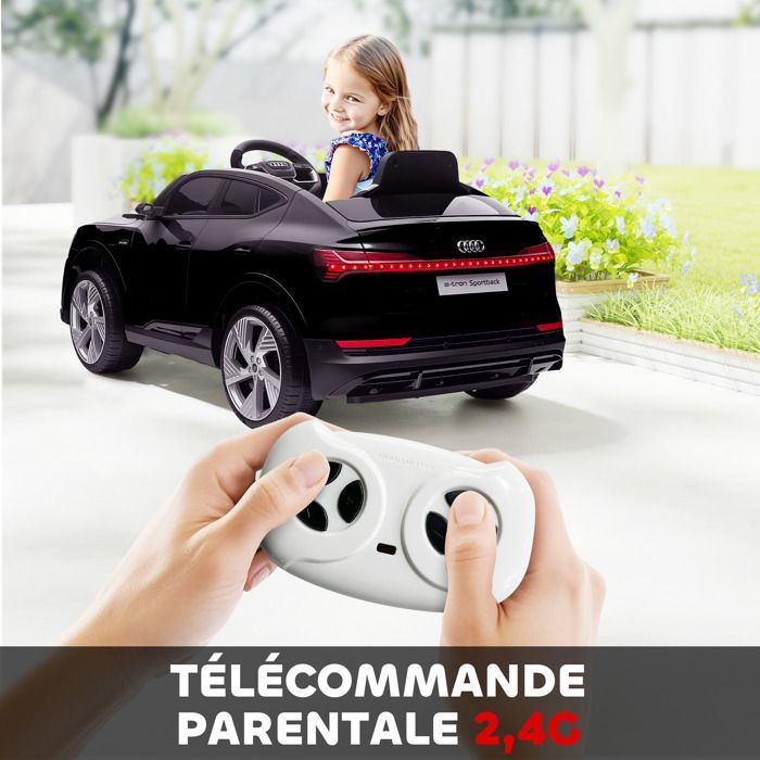 Coche eléctrico - HOMCOM - Audi e-tron Sportback infantil con licencia, 12V, control remoto, faros LED, MP3, USB - PP - negro