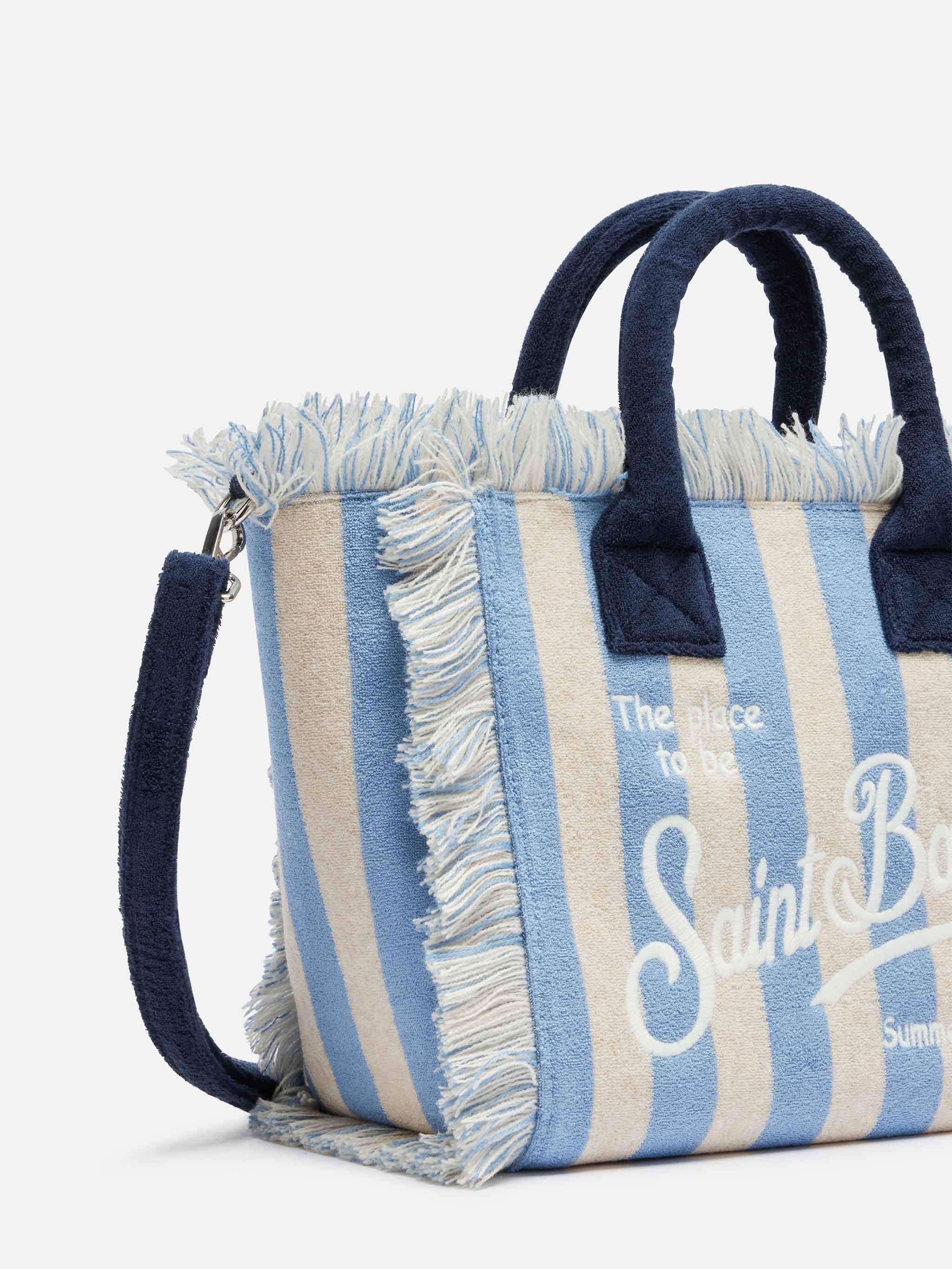 Sac Colette en éponge à imprimé à rayures bleues