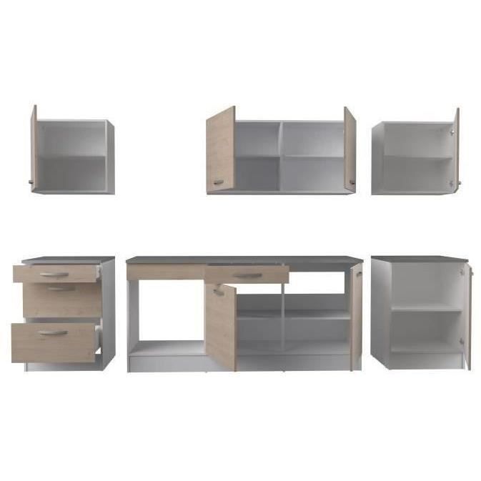 Cuisine complète OSLO - L 300 cm - Décor chêne - Plan de travail inclus