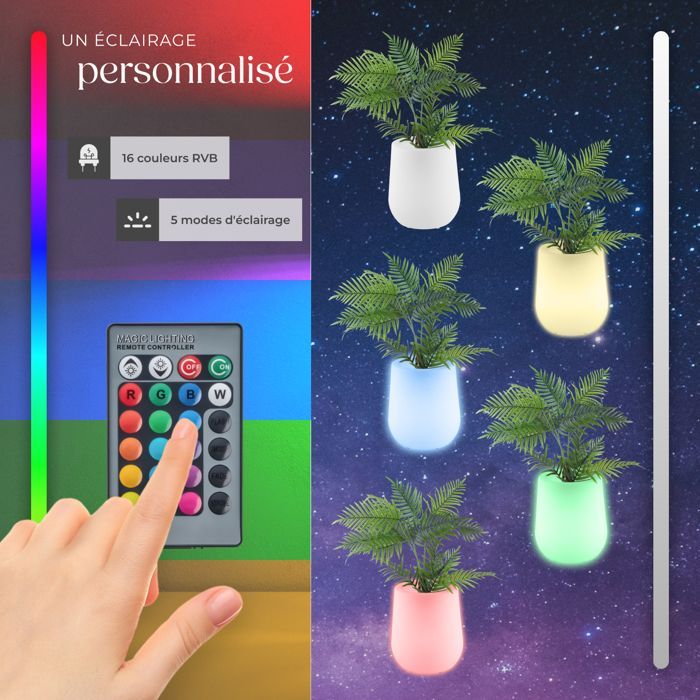 Vaso de flores TECTAKE com LED, modelo Luminous Curve, com iluminação LED de 12W.