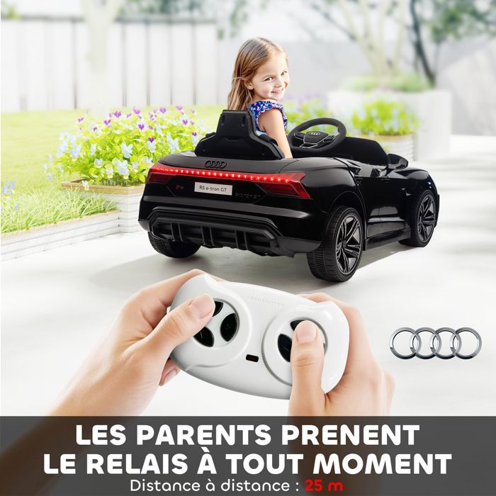 Coche eléctrico - HOMCOM - Audi RS E-tron GT de 12 V con licencia oficial para niños, mando a distancia con sonidos - PP - negro