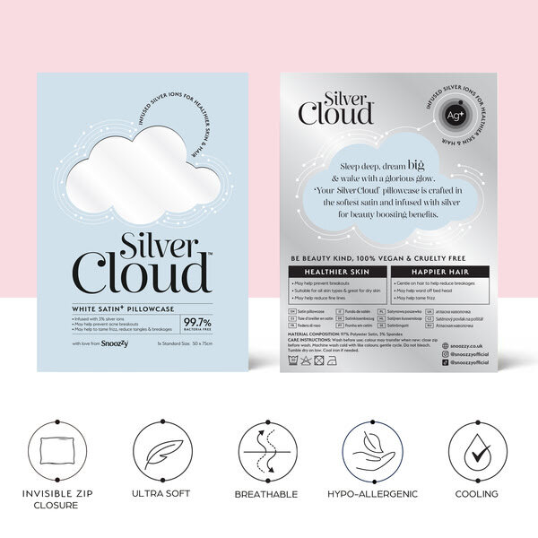4er-Pack Kissenbezüge aus weißem Satin von Silver Cloud