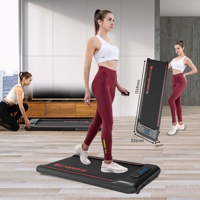 CITYSPORTS WP8 Tapis de Course Electrique, Tapis de marche/440W / Vitesse 1.0- 6.0km/h /APP/Ecran LED/Dimensions 1249*526*116 mm