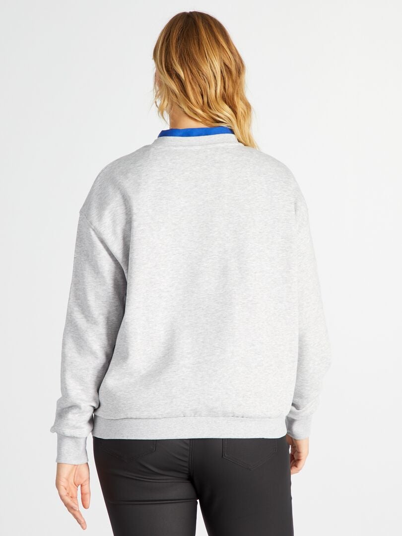 Moletom em tecido fleece com estampa frontal - CINZA
