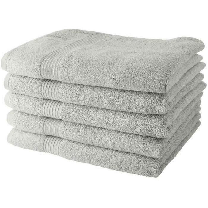 Juego de 5 toallas de baño TODAY de 70x130 cm, 100% algodón - Tiza