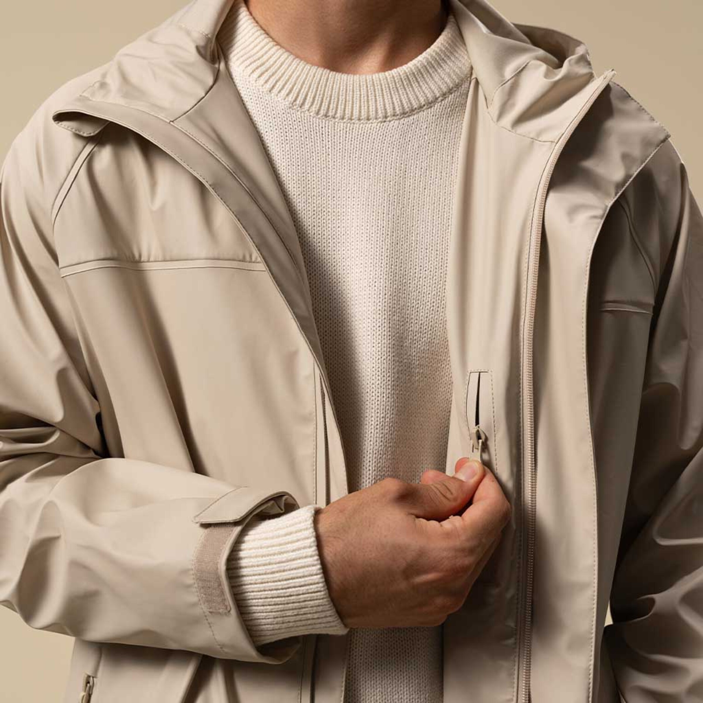 Veste imperméable longue en grès pour tous les jours