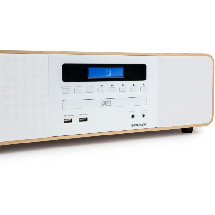 Sistema Hi-Fi Bluetooth compatto - THOMSON - Bianco/Induzione - Radio FM/CD/MP3/USB, 50W, Equalizzatore, Telecomando, Alimentatore 230V