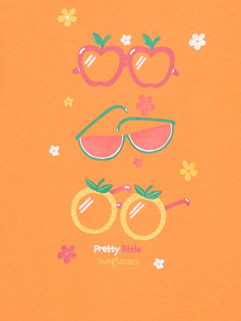 Camiseta estampada de punto - NARANJA