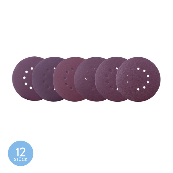 Sandpaper, Ø 225 mm, grit 80 - 240, set of 12