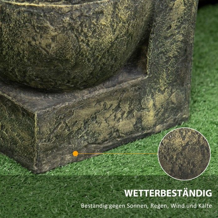 4-stufiger Gartenbrunnen mit einstellbarer Wassermenge – Wasserfall aus Kunstharz – Für Teiche und den Außenbereich – Wasserdekoration