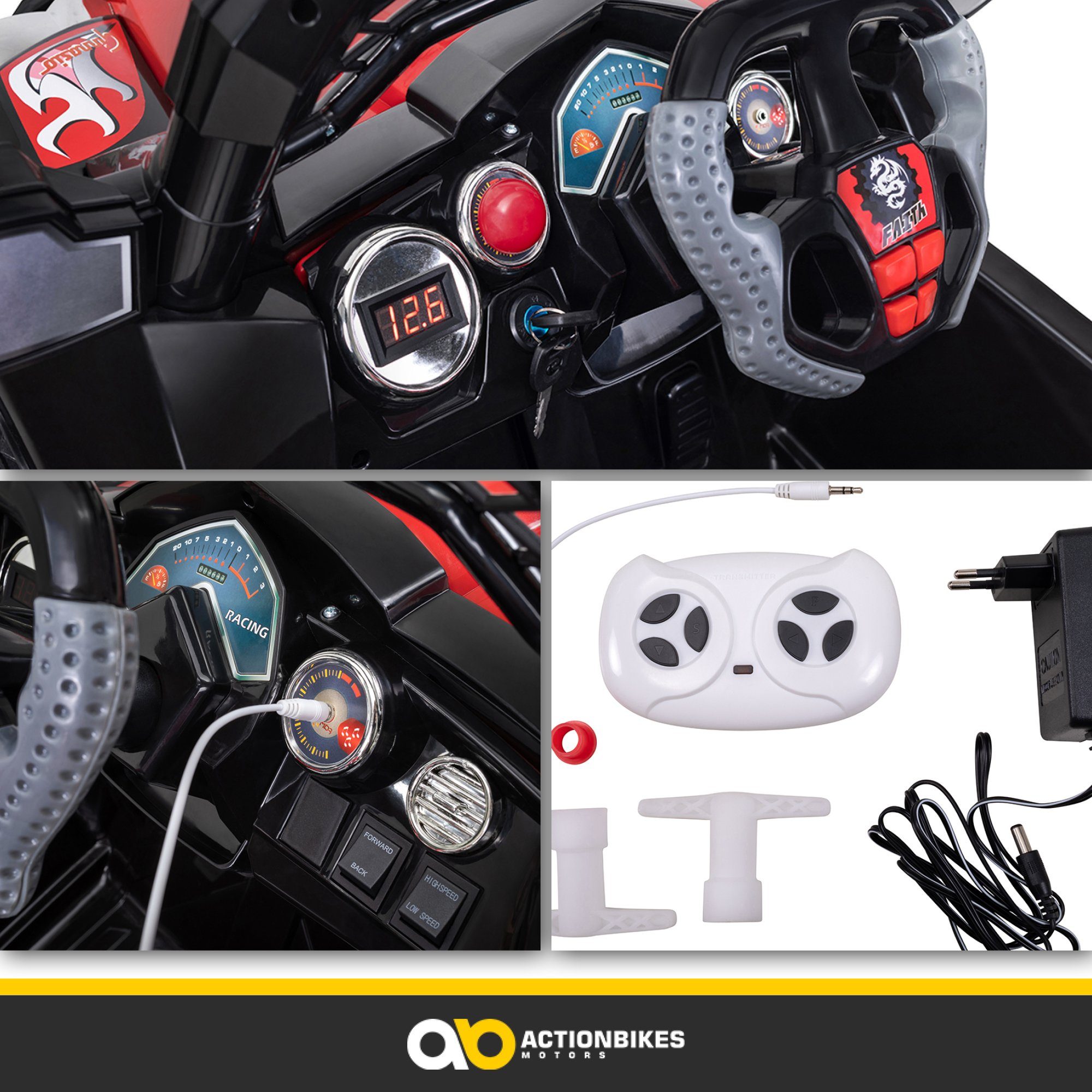 Actionbikes Motors sähköinen lastenauto Jeep 801 kaukosäätimellä, kantavuus 40 kg, (2-osainen), lasten maastoajoneuvolelu 3-vuotiaille - automaattinen jarrutus