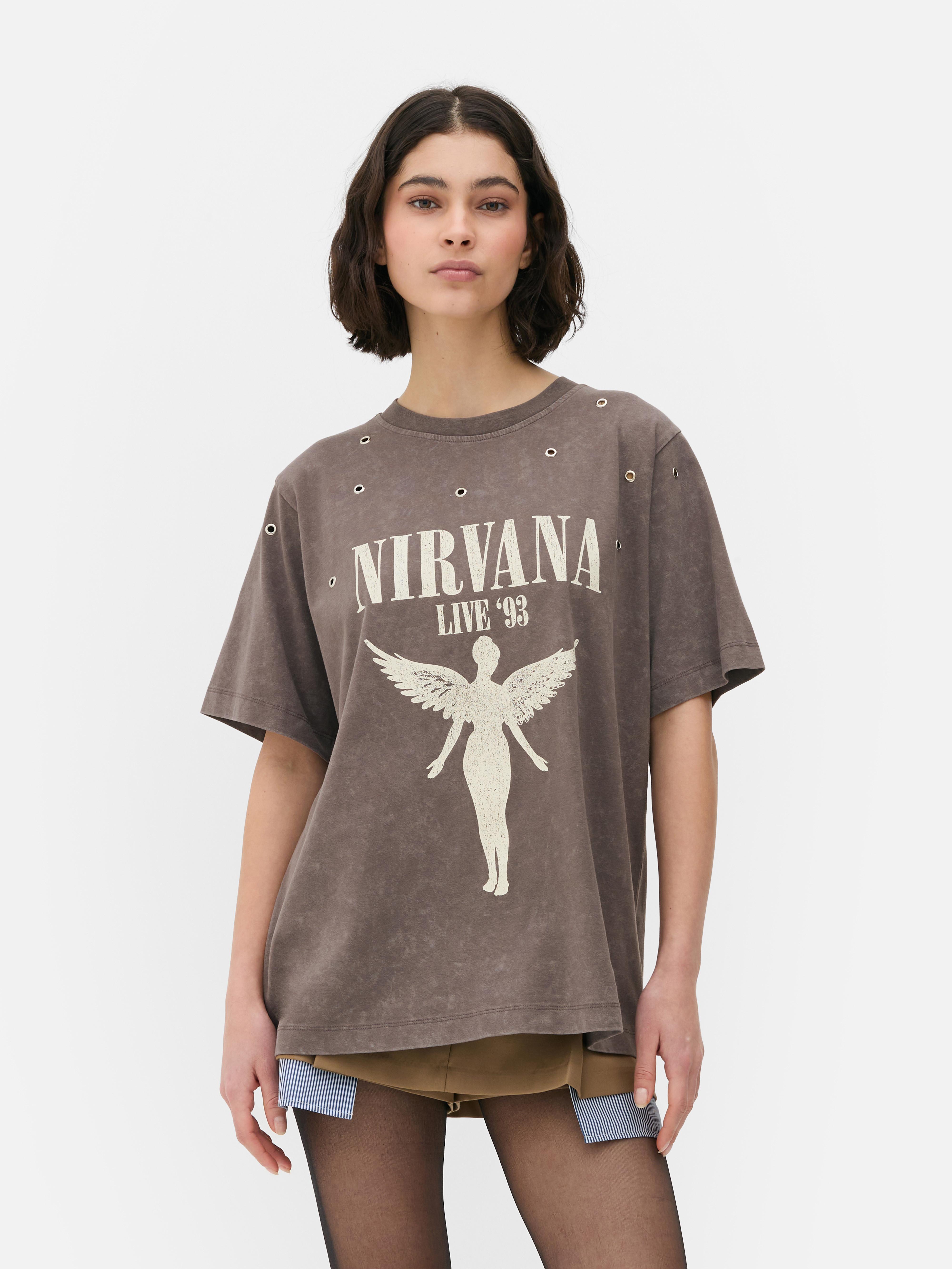 Tricou cu mânecă scurtă Nirvana Un tricou cu mânecă scurtă și orificii pentru ochiuri