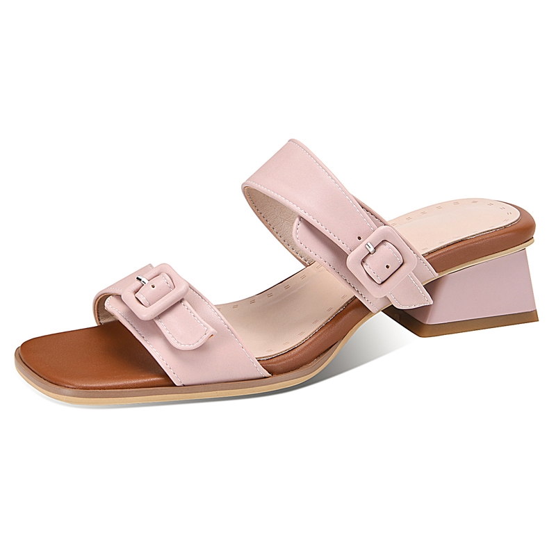 Fashion Buckle Mixed Colors Med Heels Sandals Women Summer Casual Shoes Sandales Femmes Sandalias Mujer