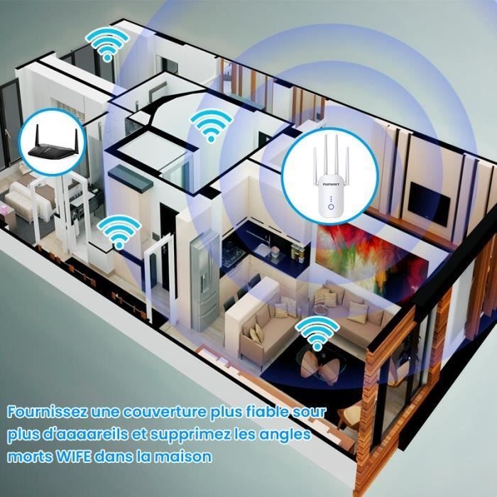 PIMPIMSKY Potente ripetitore WiFi da 1200 Mbps, amplificatore WiFi a 5,8 GHz e 2,4 GHz, booster di portata WiFi dual band, 1 porta