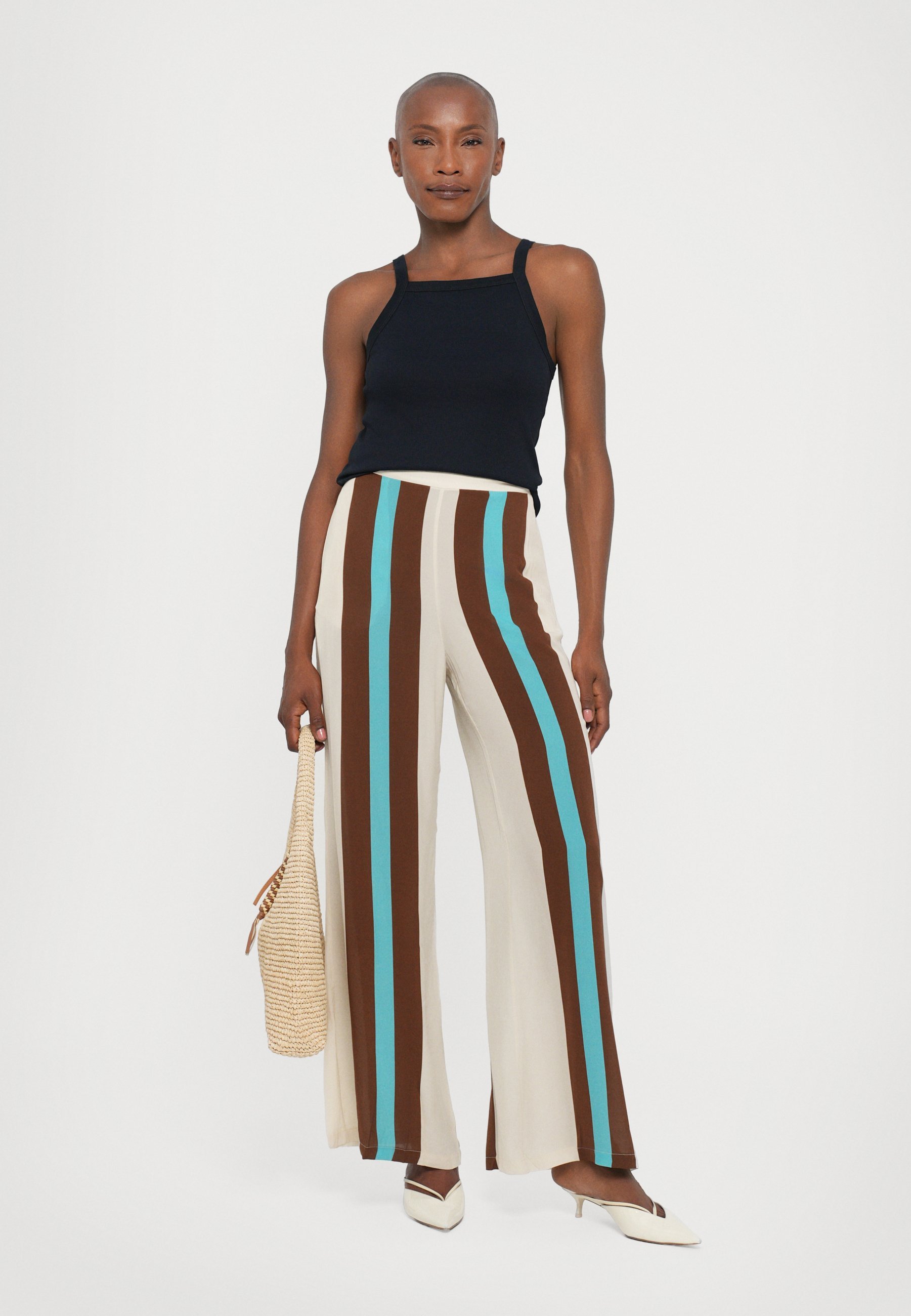 Pantalon large à rayures audacieuses ADRIANA DEGREAS - Multicolore