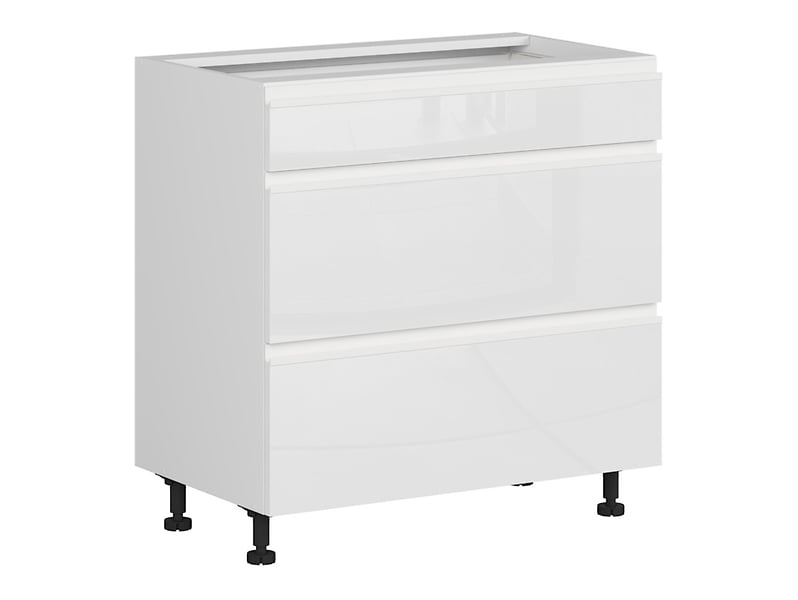 Szafka kuchenna dolna Sole 80 cm z szufladami cichy domyk biały połysk