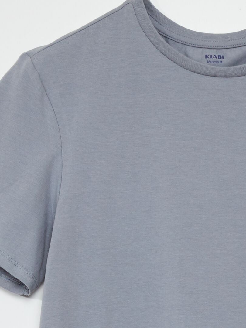 Camiseta lisa - Modelagem justa - AZUL
