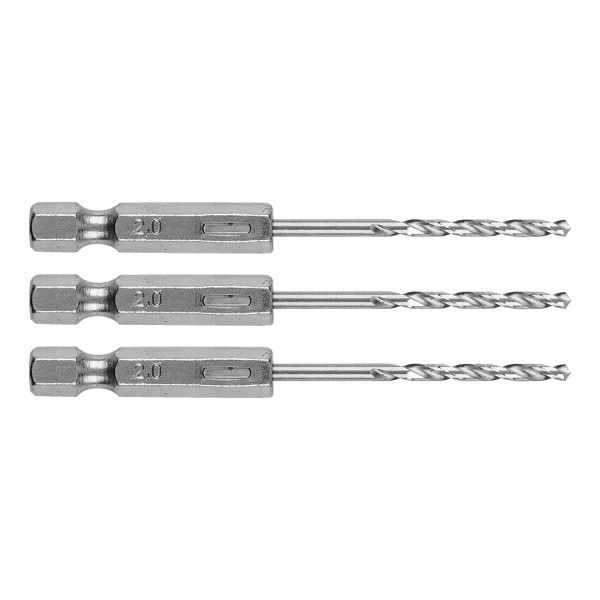 Wiertła do metalu Hex 2mm, 3 szt. zestaw wierteł GRAPHITE