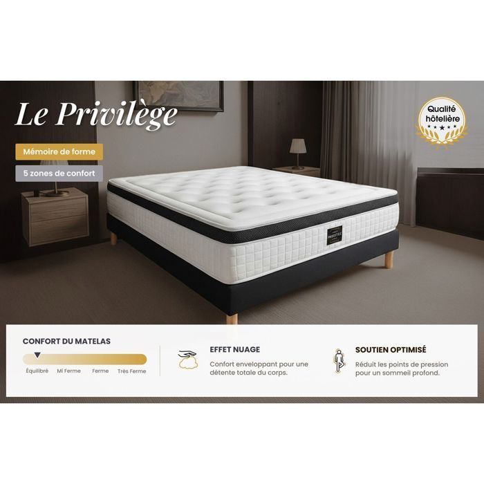 Ensemble Privilège 140x200 Mémoire de forme 5 zones