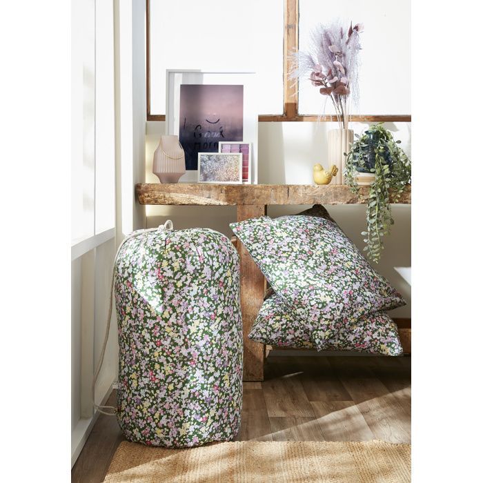 Printed duvet cover 260 x 240 cm + 2 pillowcases 60 x 60 cm - Myosotis printed cotton