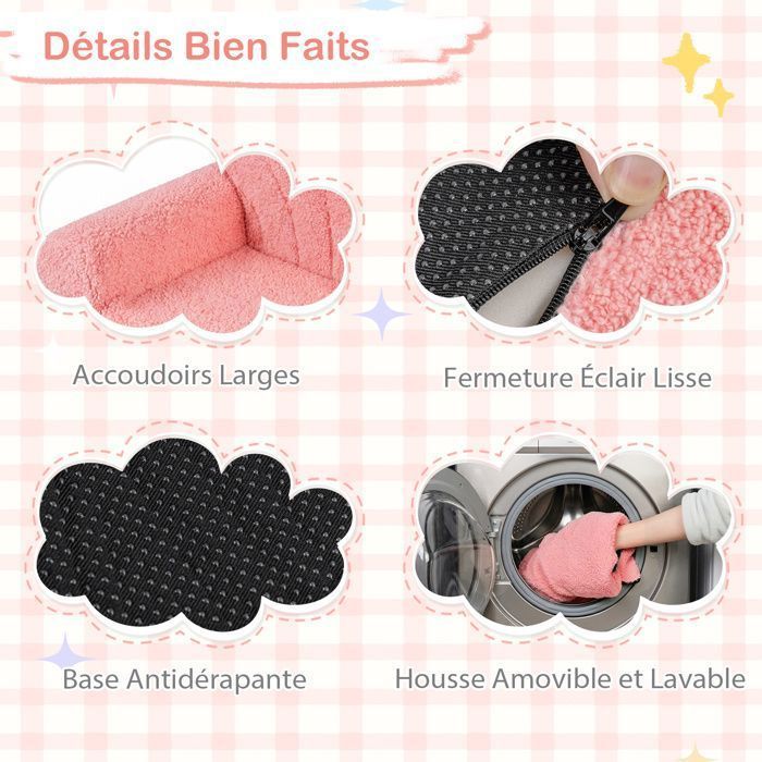 Canapé pour Enfants Pliable COSTWAY Convertible 2-en-1 avec Motifs de Coquillages, Poignée Légère, Base Anti-Dérapante, Rose