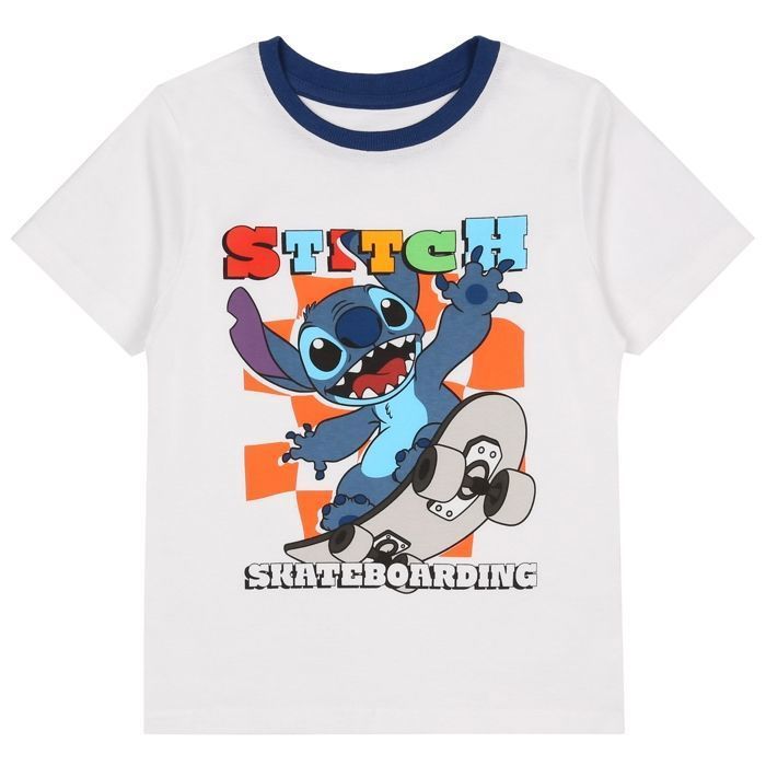 Conjunto de pijama de dos piezas de algodón para niño de DISNEY Stitch, de manga corta, 100% algodón, 104 cm.
