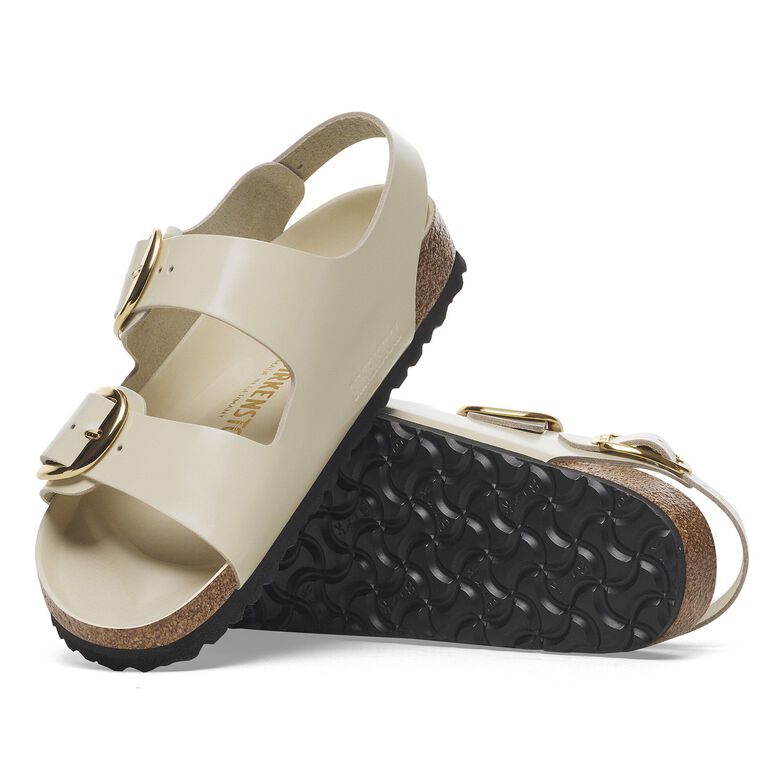 Milano Big Buckle Pelle naturale vernice - High-Shine Ecru High-Shine Ecru
