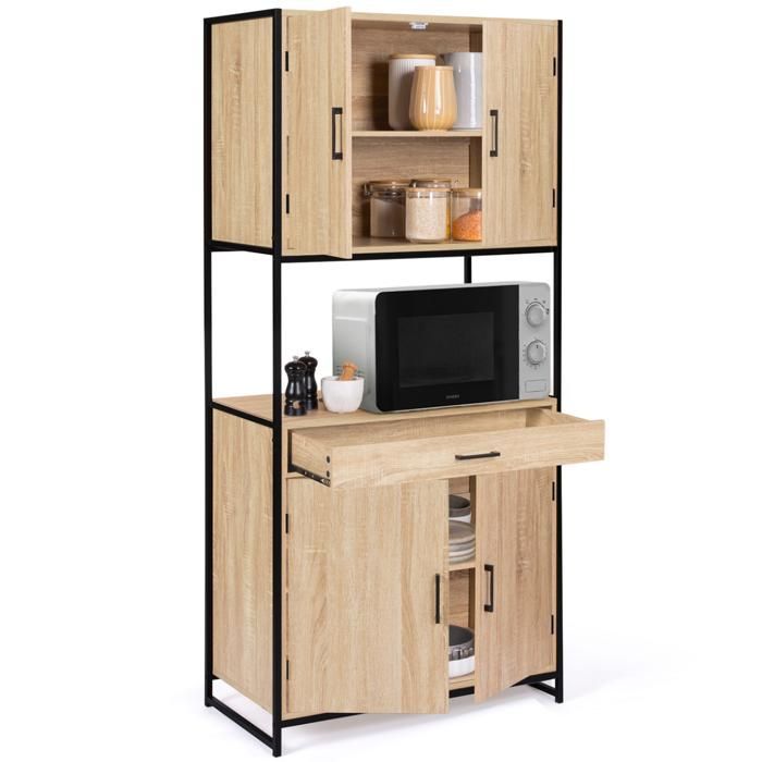 Aparador de cozinha IDMARKET Detroit de 80 cm, 4 portas, design industrial + gaveta