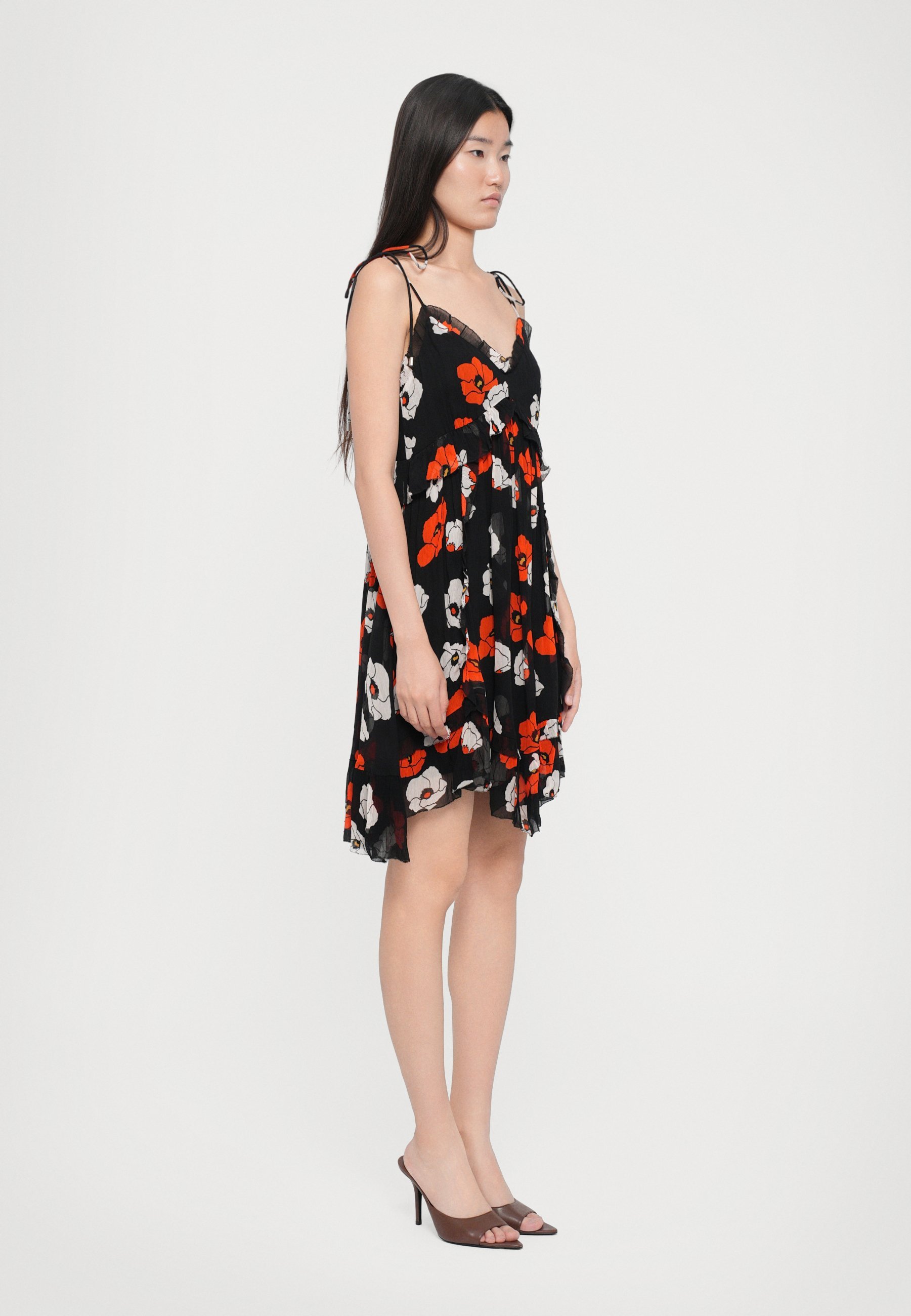 Robe The Kooples - Robe de jour - noir/rouge/blanc cassé