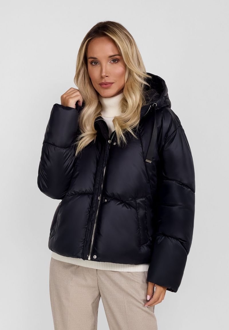 RESPECT GEWATTEERDE HOODIE MET RITS AAN DE VOORKANT - Winterjas - zwart
