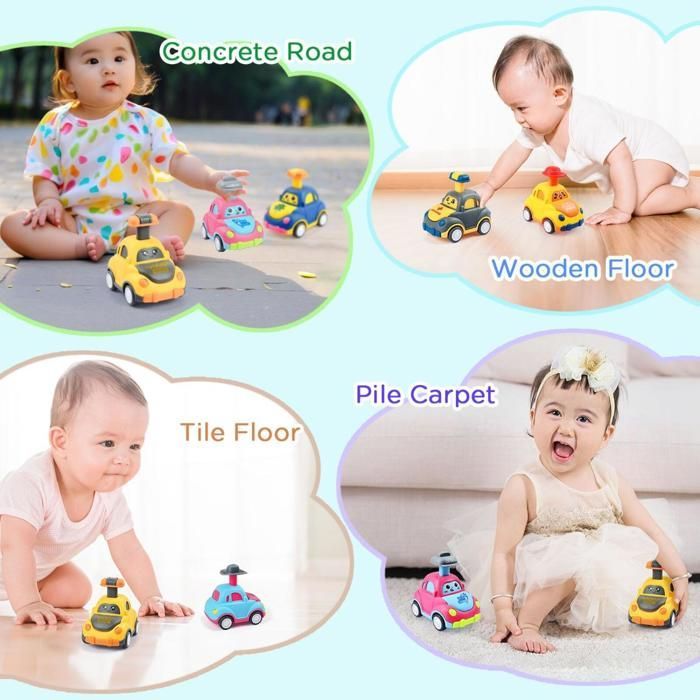 Conjunto de 8 coches de pedales para niños pequeños de 1 a 3 años, vehículos de juguete para bebés de 9 a 18 meses, regalo ideal para