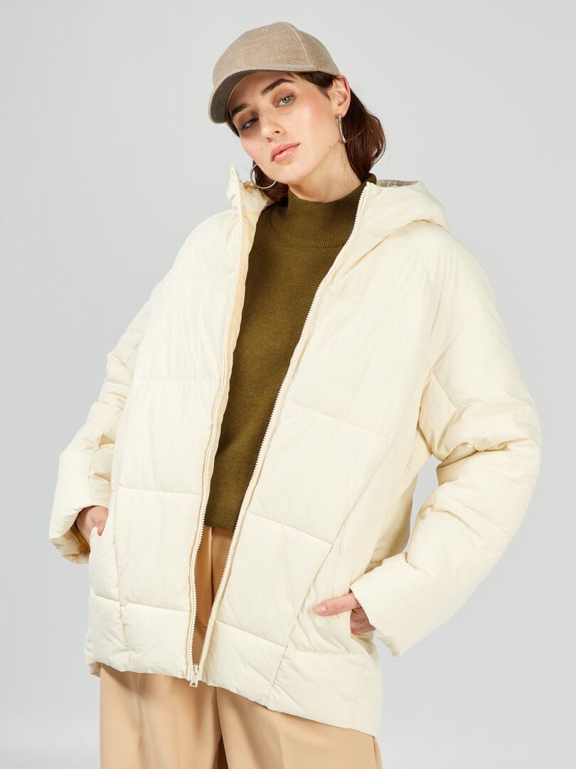 Lange gewatteerde donsjas - Beige