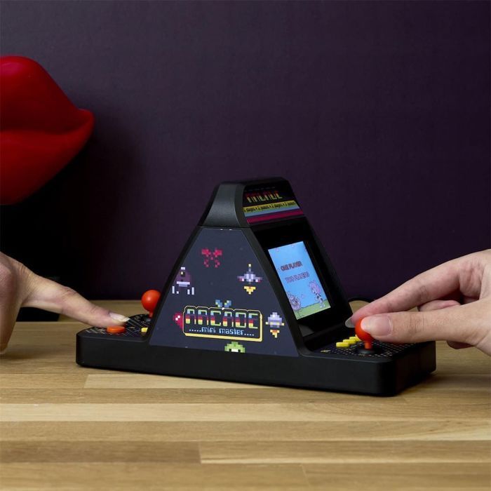Mini retro arcadekast voor 1-tegen-1 duels, zwart, met 100 ingebouwde klassieke spellen.