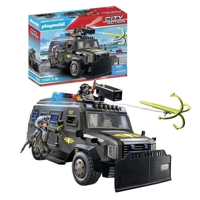 PLAYMOBIL 71144 Véhicule d'intervention des forces spéciales, Les policiers, City Action, Unité d'élite, 73 pièces, Dès 5 ans