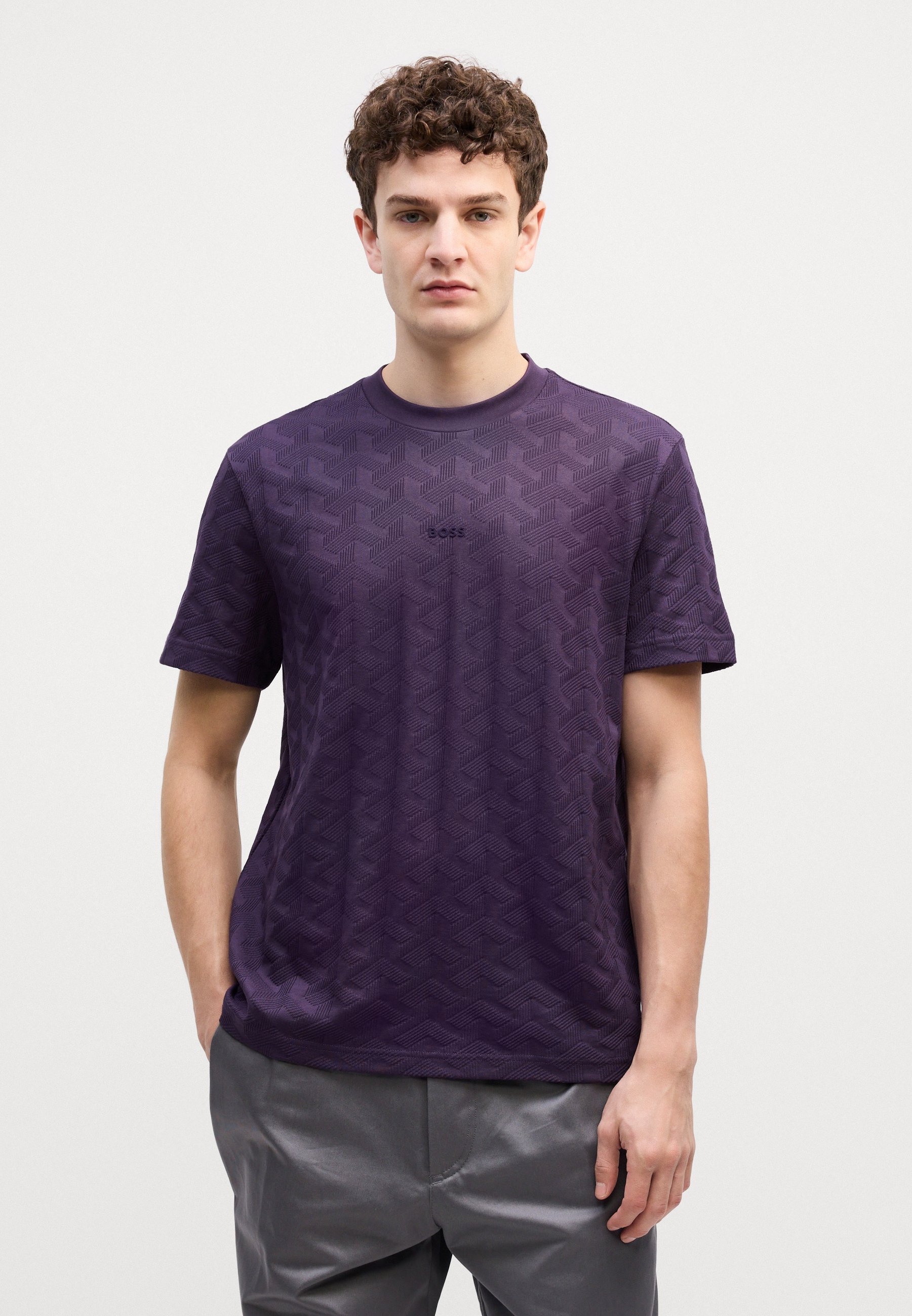 BOSS MIRROR ARTWORK - Basic T-shirt - medium paars